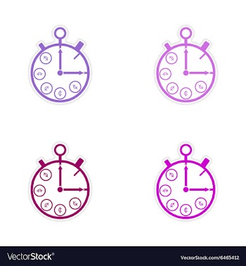 Stylish assembly sticker on paper Stopwatch and vector image