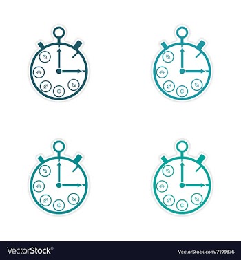 Stylish assembly sticker on paper Stopwatch and vector image