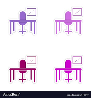 Stylish assembly sticker on paper table chair vector image