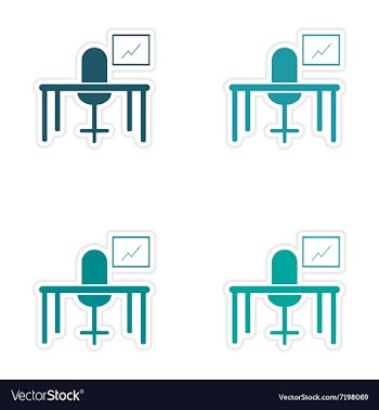 Stylish assembly sticker on paper table chair vector image