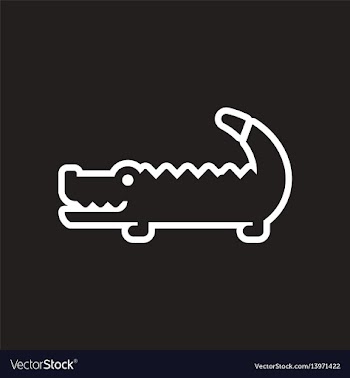 Stylish black and white icon australian crocodile vector image
