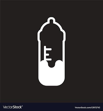 Stylish black and white icon baby bottle vector image