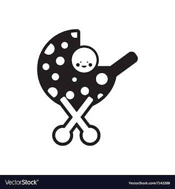 Stylish black and white icon baby in stroller vector image