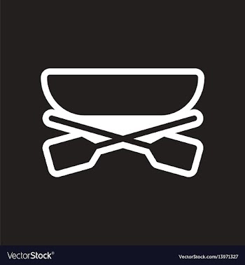 Stylish black and white icon boat and oars vector image