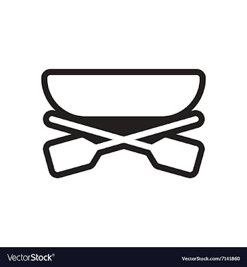 Stylish black and white icon boat and oars vector image