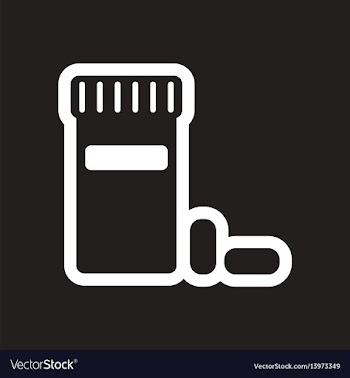 Stylish black and white icon bottle of pills vector image