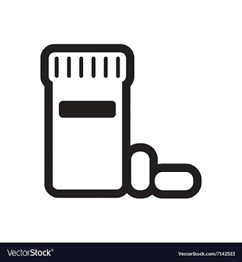 Stylish black and white icon bottle of pills vector image