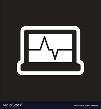 Stylish black and white icon ecg machine vector image
