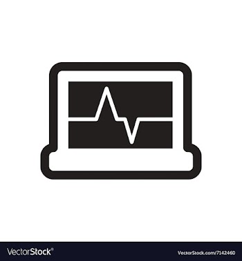Stylish black and white icon ECG machine vector image
