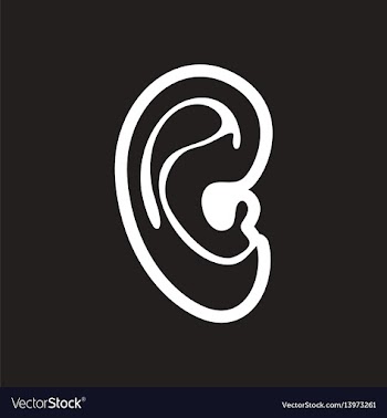 Stylish black and white icon human ear vector image