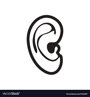 Stylish black and white icon human ear vector image