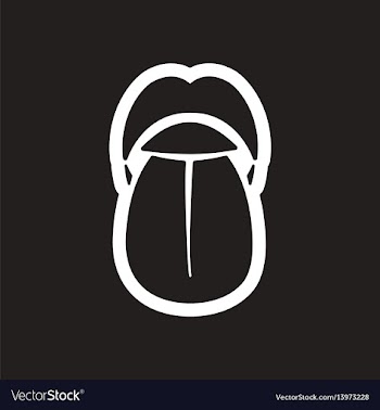 Stylish black and white icon human tongue vector image