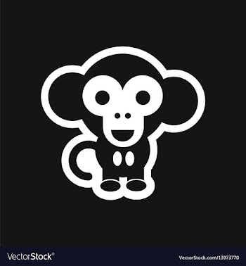 Stylish black and white icon little monkey vector image