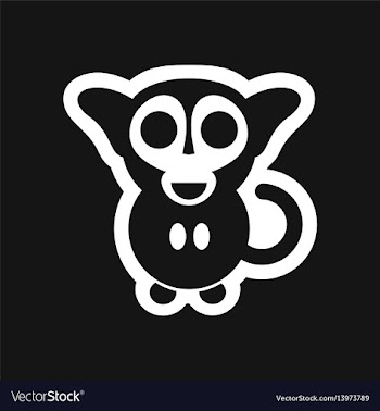 Stylish black and white icon little monkey vector image
