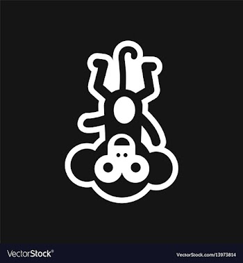 Stylish black and white icon little monkey vector image