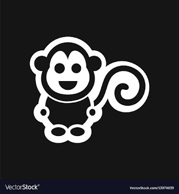 Stylish black and white icon little monkey vector image