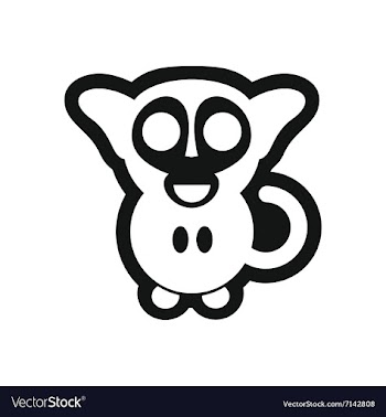 Stylish black and white icon little monkey vector image