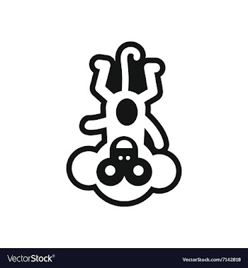 Stylish black and white icon little monkey vector image