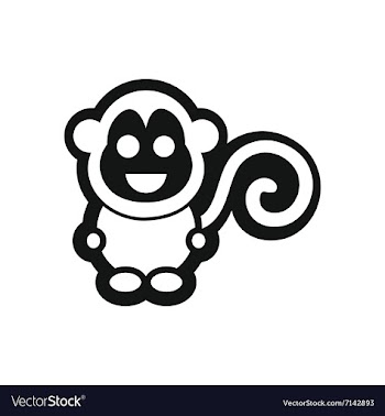 Stylish black and white icon little monkey vector image