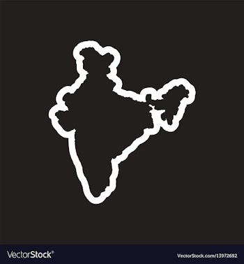 Stylish black and white icon map of india vector image