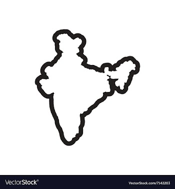 Stylish black and white icon map of India vector image