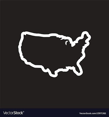 Stylish black and white icon map of usa vector image