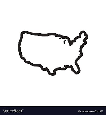Stylish black and white icon map of USA vector image