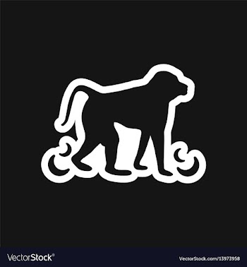 Stylish black and white icon monkey with bananas vector image