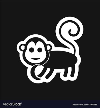 Stylish black and white icon monkey with bananas vector image