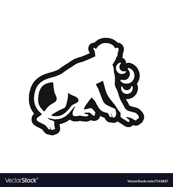 Stylish black and white icon monkey with bananas vector image