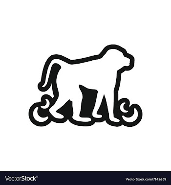 Stylish black and white icon monkey with bananas vector image