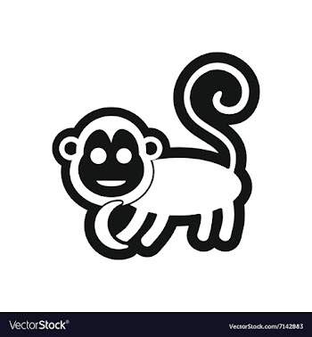 Stylish black and white icon monkey with bananas vector image