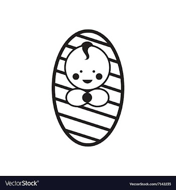 Stylish black and white icon newborn boy vector image