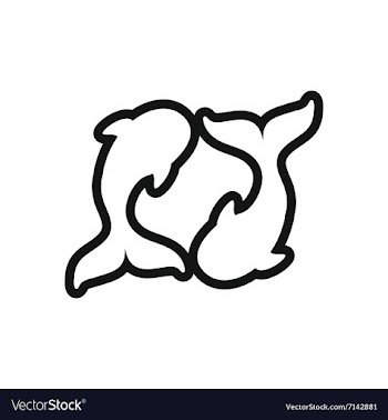 Stylish black and white icon pair of whales vector image