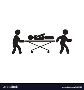 Stylish black and white icon patient on a gurney vector image
