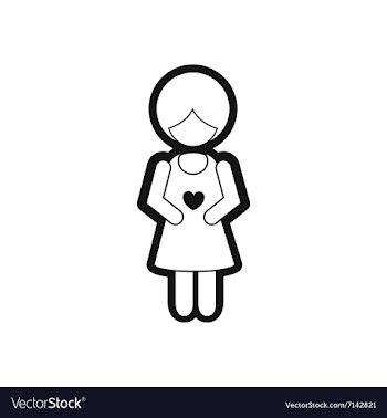 Stylish black and white icon pregnant woman vector image