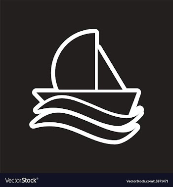 Stylish black and white icon sailing on waves vector image