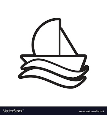 Stylish black and white icon sailing on waves vector image