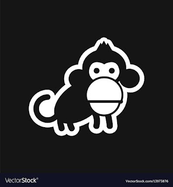 Stylish black and white icon small chimpanzee vector image