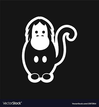 Stylish black and white icon small chimpanzee vector image