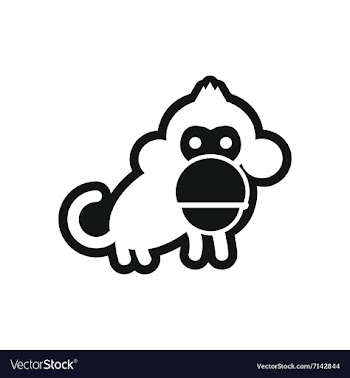 Stylish black and white icon small chimpanzee vector image