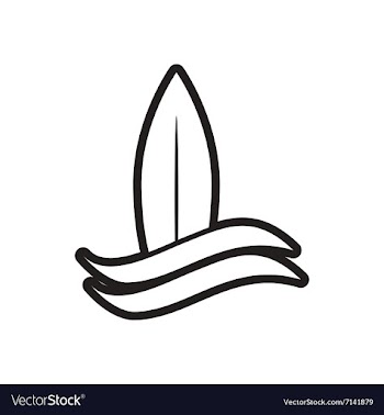 Stylish black and white icon surf board vector image
