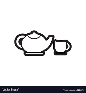 Stylish black and white icon teapot and cup vector image