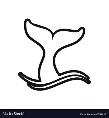 Stylish black and white icon whale tail vector image