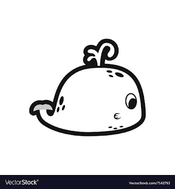 Stylish black and white icon whale with fountain vector image