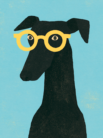 Stylish Black Geyhound with Glasses