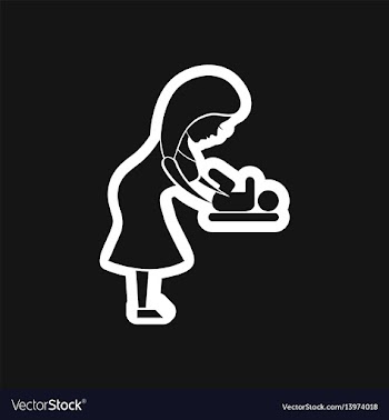 Stylish black white icon mother and child vector image