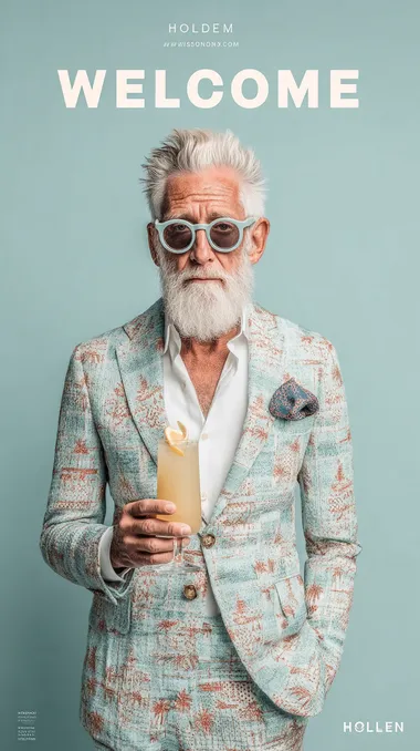 Stylish CEO with Cocktail in Dior Patterned Suit Stylish CEO with Cocktail in Dior Patterned Suit