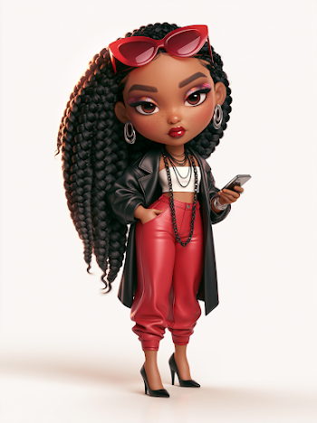 Stylish Chibi Character with Elegant Fashion