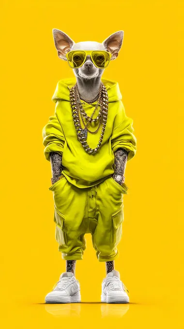 Stylish Chihuahua in Urban Hip-Hop Fashion
